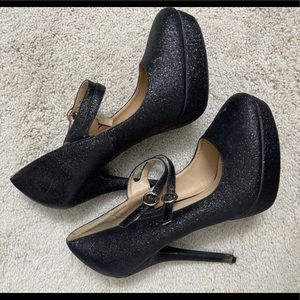 Black glittered heels - Size 9